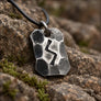 Sowulo rune hand forged steel pendant with anti-rust finish