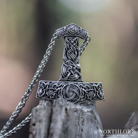 Thor's hammer necklace with Triquetra and knotwork Silver-plated Alloy - Northlord (7)