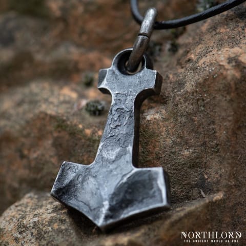 Thor's Hammer Pendant, Hand-forged, Steel Viking Amulet, Bifrost - Northlord (4)