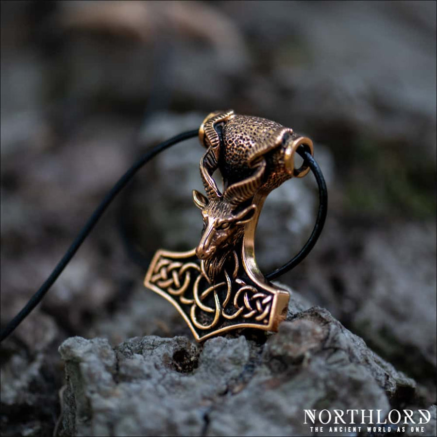 Thor’s Hammer Pendant With Goat Bronze - Northlord