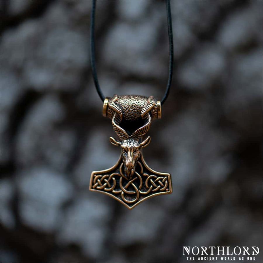 Thor’s Hammer Pendant With Goat Bronze - Northlord