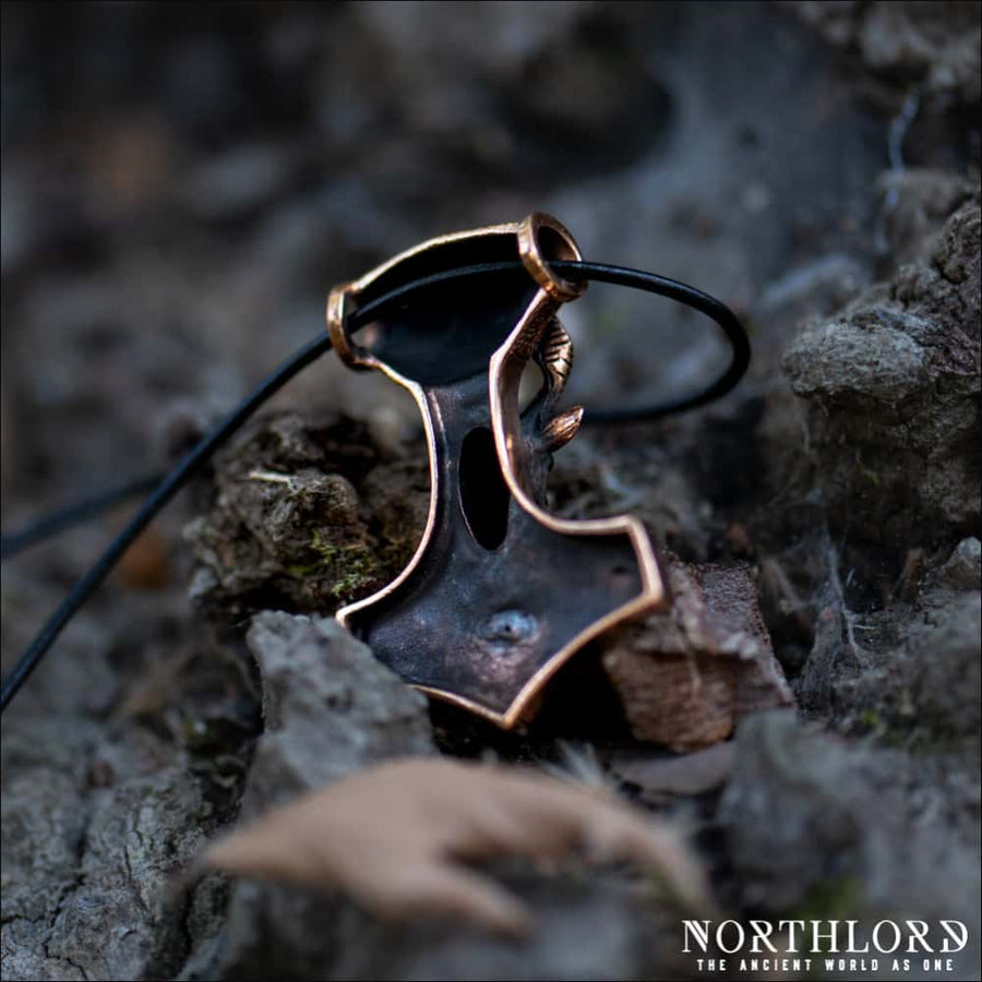 Thor’s Hammer Pendant With Goat Bronze - Northlord