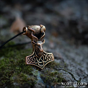 Thor’s Hammer Pendant With Goat Bronze - Northlord