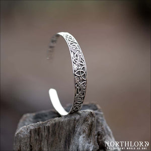 Triquetra With Jormungandr Cuff Bangle Sterling Silver - Northlord