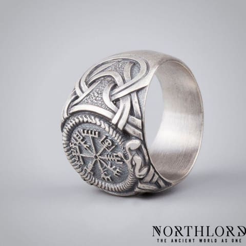 Vegvisir with Midgard Serpent Ring, Men's Viking Fashion - Northlord