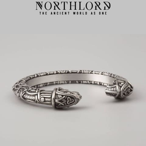 Viking Bracelet with Raven Heads, Viking Arm Ring For Men - Northlord