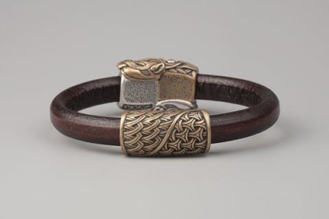 Viking Bracelet with wolf heads Skoll and Hati - Northlord
