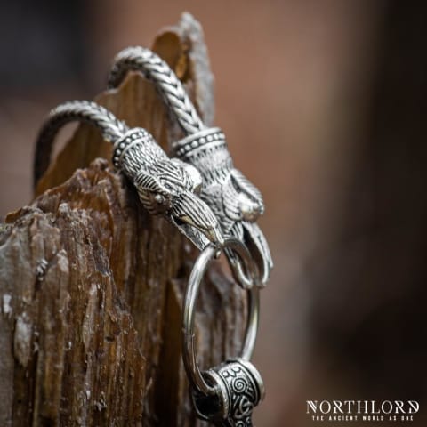 Viking Chain Necklace With Thor's Hammer and Raven Heads, Hugin and Munin, Stainless Steel - Northlord (6)