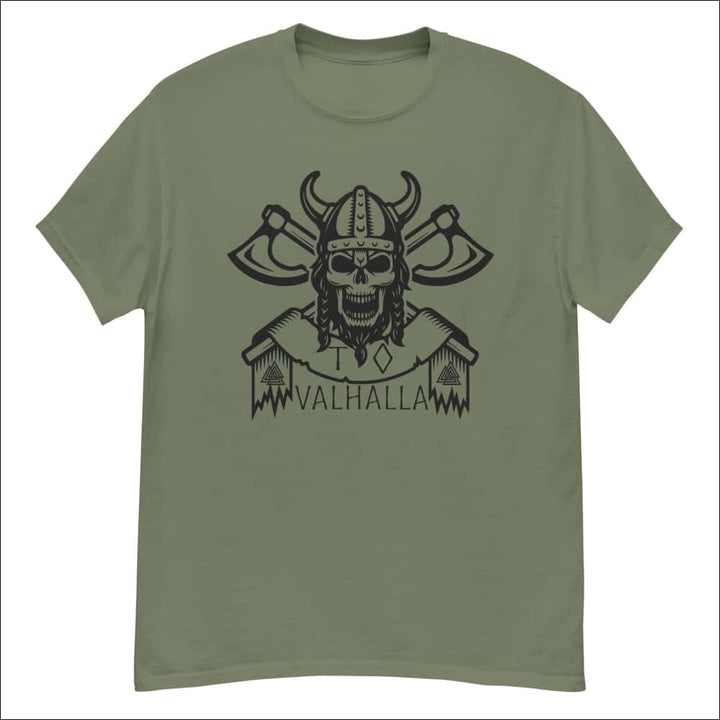 Viking Skull To Valhalla T-shirt Army - Northlord