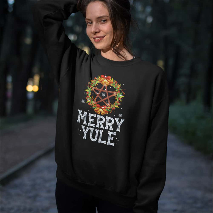 Women’s “Merry Yule” Crewneck Sweatshirt – Pagan Winter Solstice Sweater - Northlord