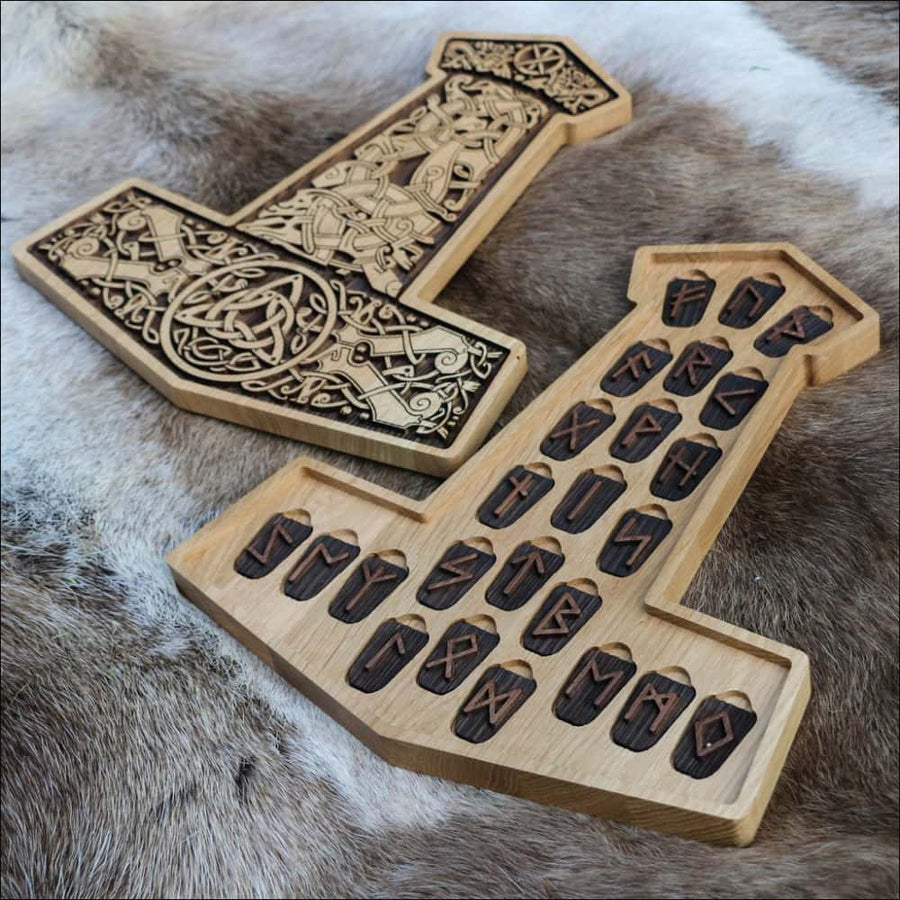 Wooden Rune Set Mjolnir - Northlord