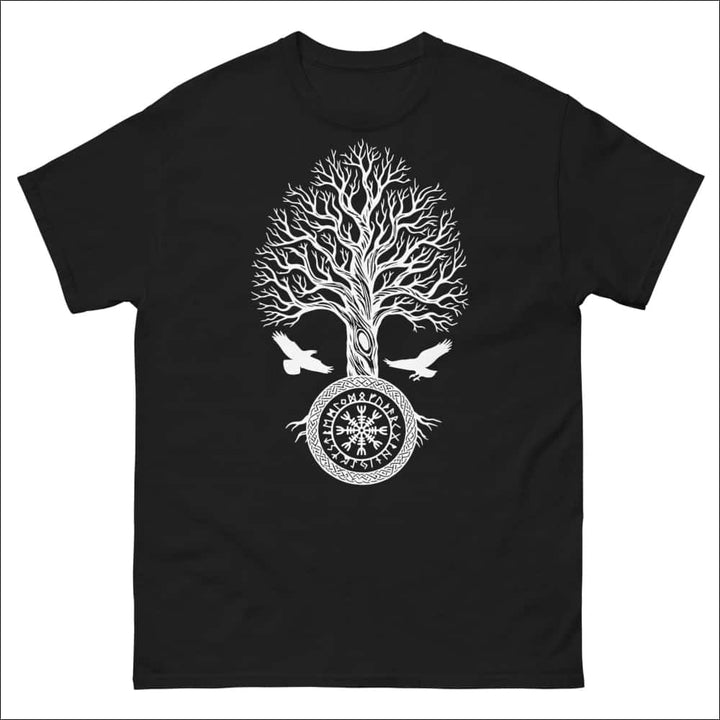 Yggdrasil With Helm Of Awe T shirt Black and Navy Northlord