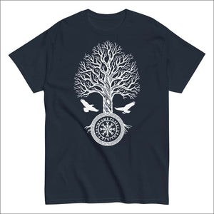 Yggdrasil With Helm Of Awe T shirt Black and Navy Northlord