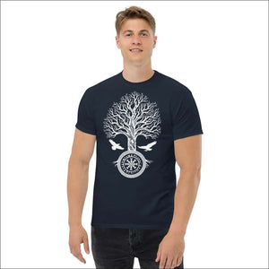 Yggdrasil With Helm Of Awe T shirt Black and Navy Northlord