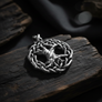 Handcrafted Sterling Silver Yggdrasil Pendant - Detail View - Norse Tree of Life Northlord
