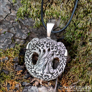 Yggdrasil Pendant with Ravens Silvered Bronze - Northlord-PK