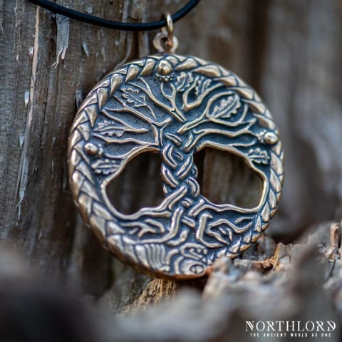 Yggdrasil Pendant With Jormungandr, Bronze Viking Jewelry - Northlord (8)