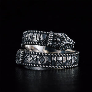Ancient Symbol Ouroboros Ring Sterling Silver - Northlord-VK