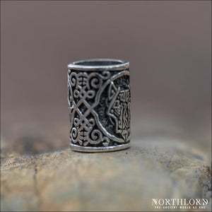 Beard Bead With Fenrir Wolf Sterling Silver - Northlord