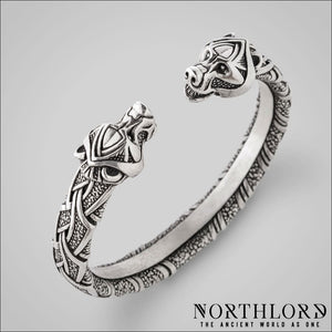 Berserker Armring with Bear Heads Sterling Silver - Northlord-PK