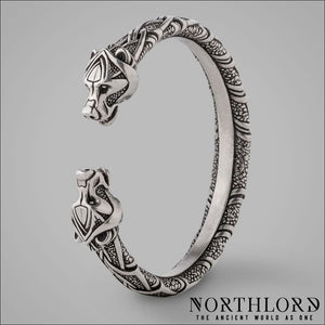 Berserker Armring with Bear Heads Sterling Silver - Northlord-PK