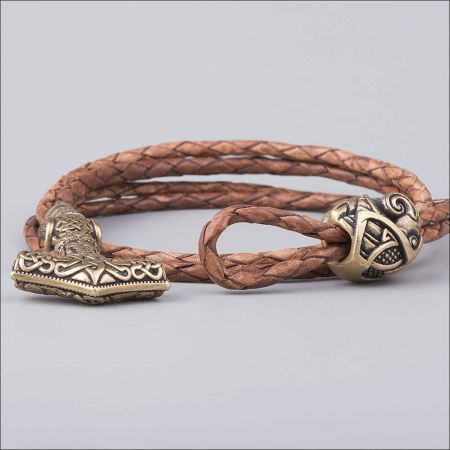 Bracelet With Thor’s Hammer And Odin’s Ravens - Northlord-PK