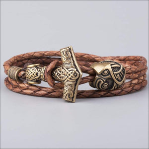 Bracelet With Thor’s Hammer And Odin’s Ravens - Northlord-PK
