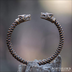 Braided Viking Armring With Fenrir Bronze - Northlord
