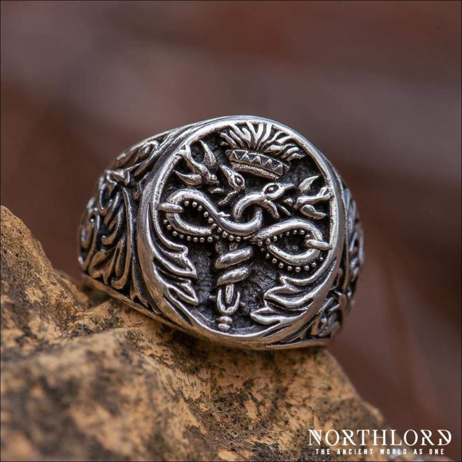 Caduceus Ring Ancient Greek Symbol Sterling Silver - Northlord
