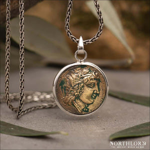 Demeter Goddess Coin Pendant Sterling Silver - Northlord