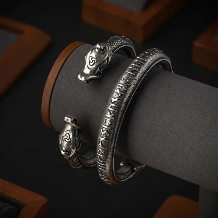 Dragon Arm Ring With Hail Odin Runes - Northlord-PK