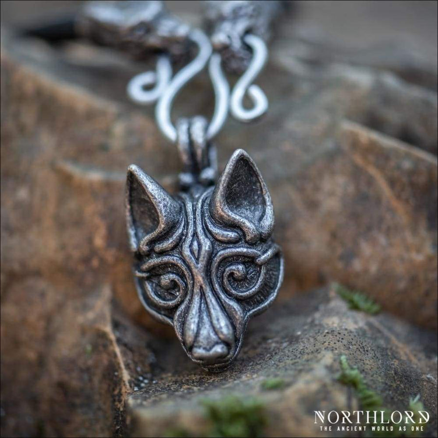 Fenrir Wolf Necklace In Borre Style Pewter - Northlord
