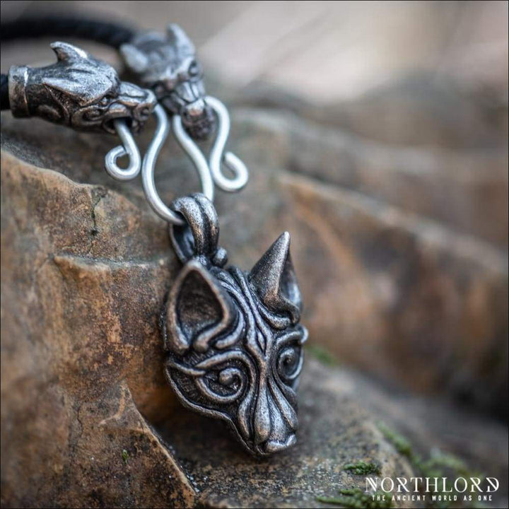 Fenrir Wolf Necklace In Borre Style Pewter - Northlord