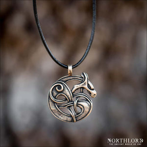 Fenrir Wolf Pendant Necklace Bronze - Northlord