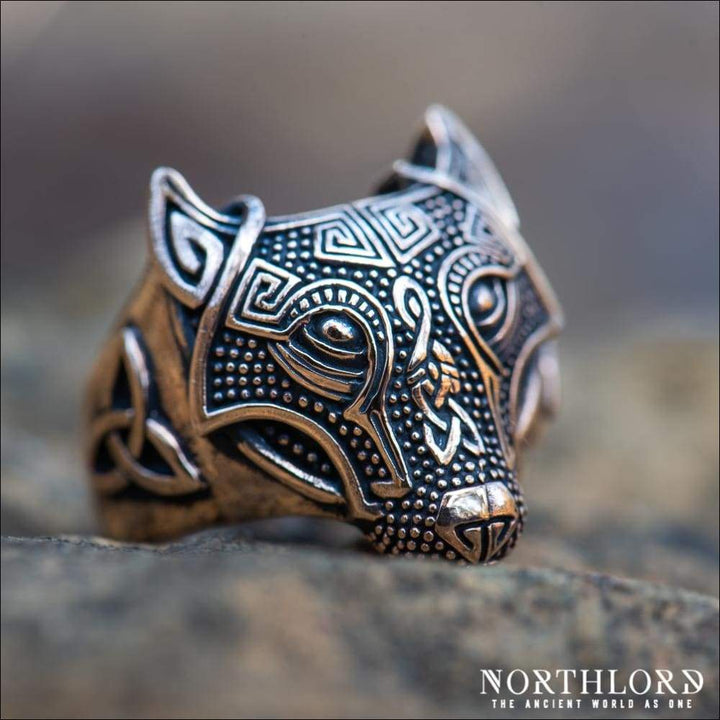 Fenrir Wolf Viking Ring Bronze - Northlord