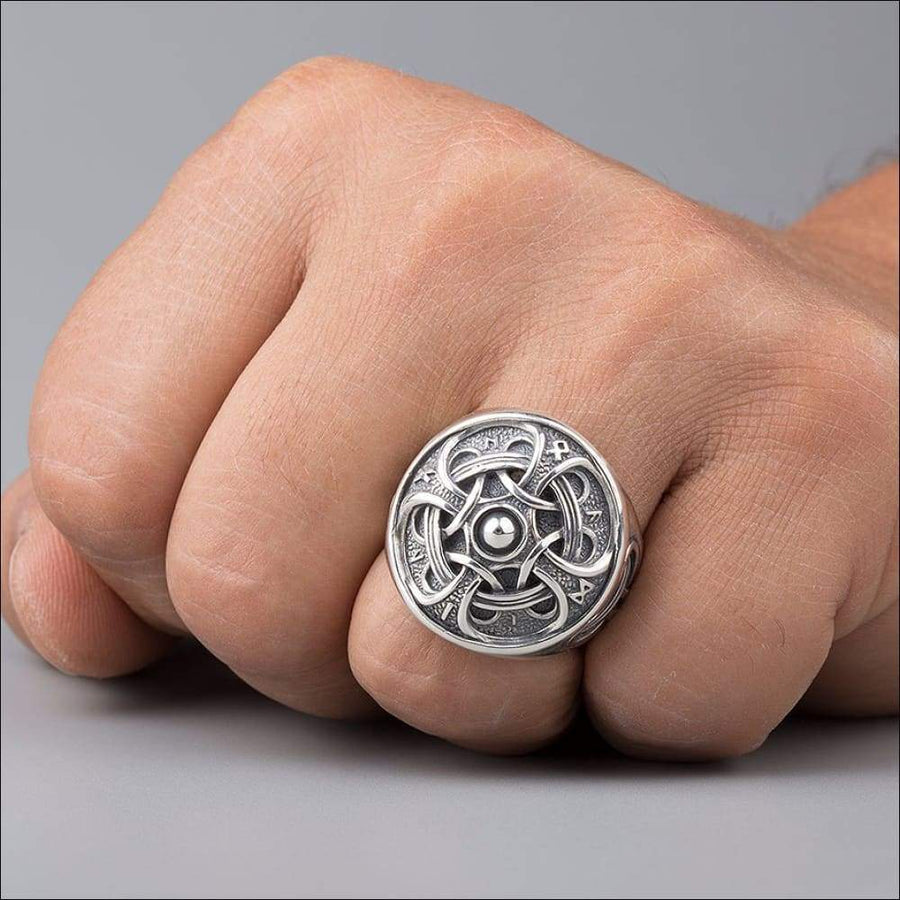 Hail Odin Ring With Runes Sterling Silver - Northlord-PK