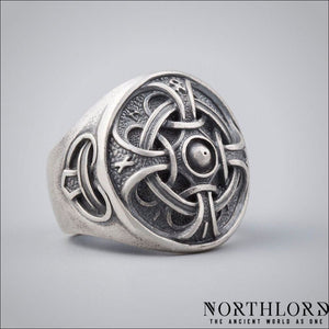 Hail Odin Ring With Runic Inscription Silvered Bronze - Northlord-PK