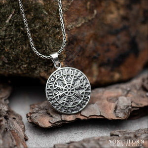 Helm Of Awe Pendant With Runes Sterling Silver - Northlord