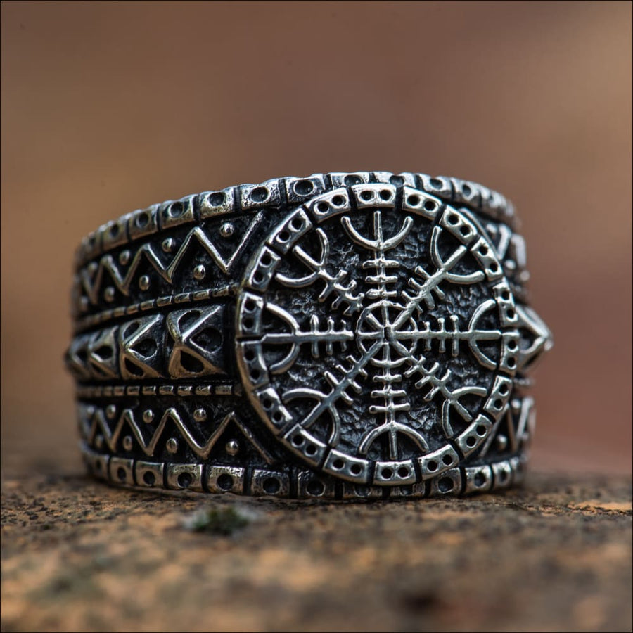 Helm Of Awe Ring Norse Ornaments Sterling Silver - Northlord