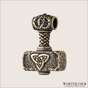 Huge Mjolnir Pendant Double - Sided Bronze - Northlord - PK
