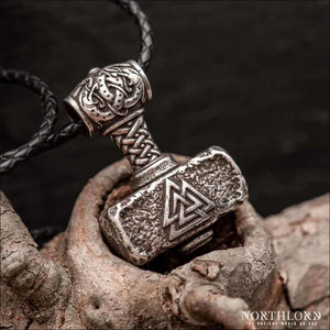 Huge Mjolnir Pendant Double-Sided Silvered Bronze - Northlord-PK