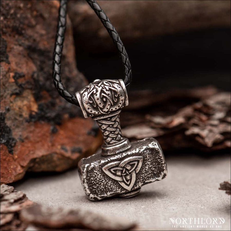 Huge Mjolnir Pendant Double-Sided Silvered Bronze - Northlord-PK