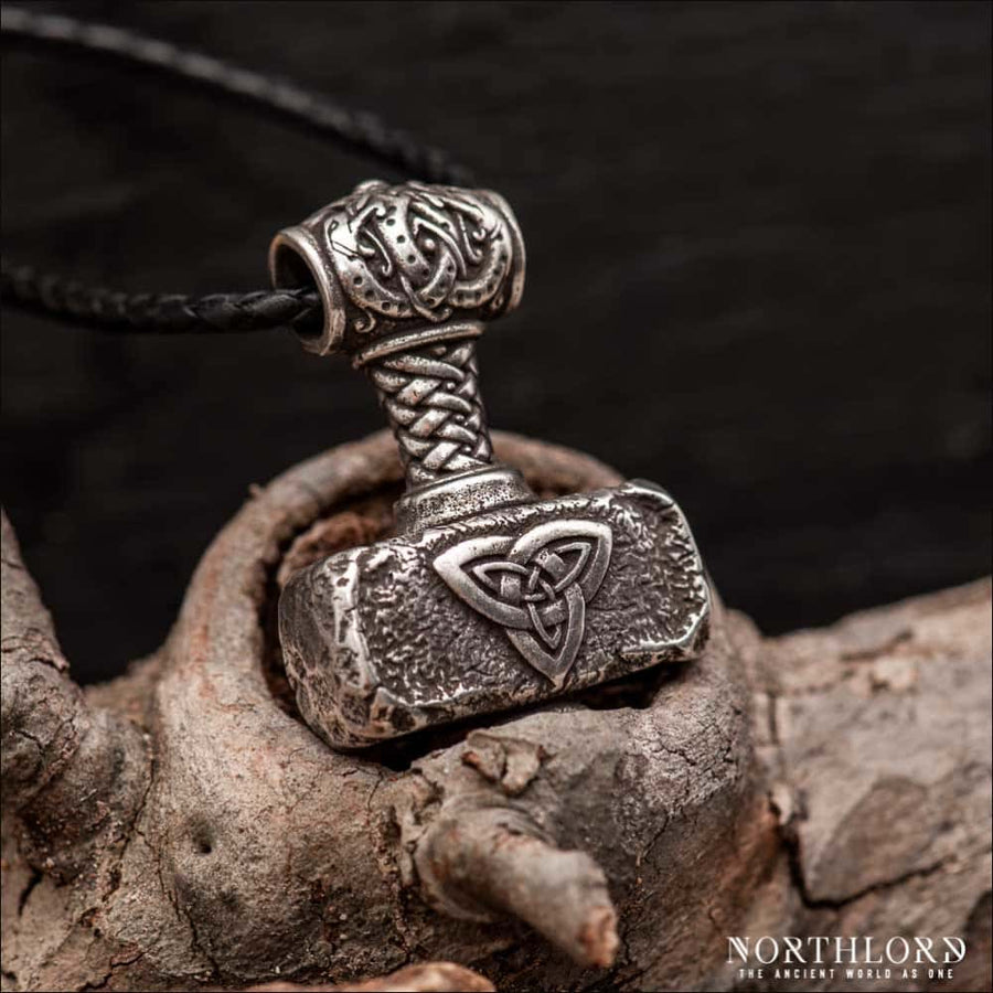 Huge Mjolnir Pendant Double-Sided Silvered Bronze - Northlord-PK