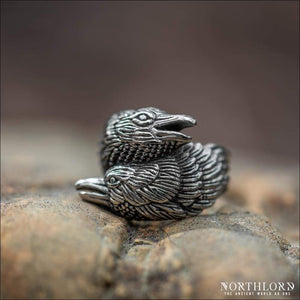 Huggin and Munnin Ring Stainless Steel - Northlord