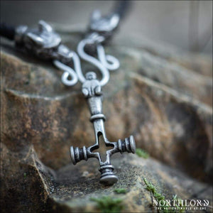 Icelandic Wolf Cross Necklace Pewter - Northlord