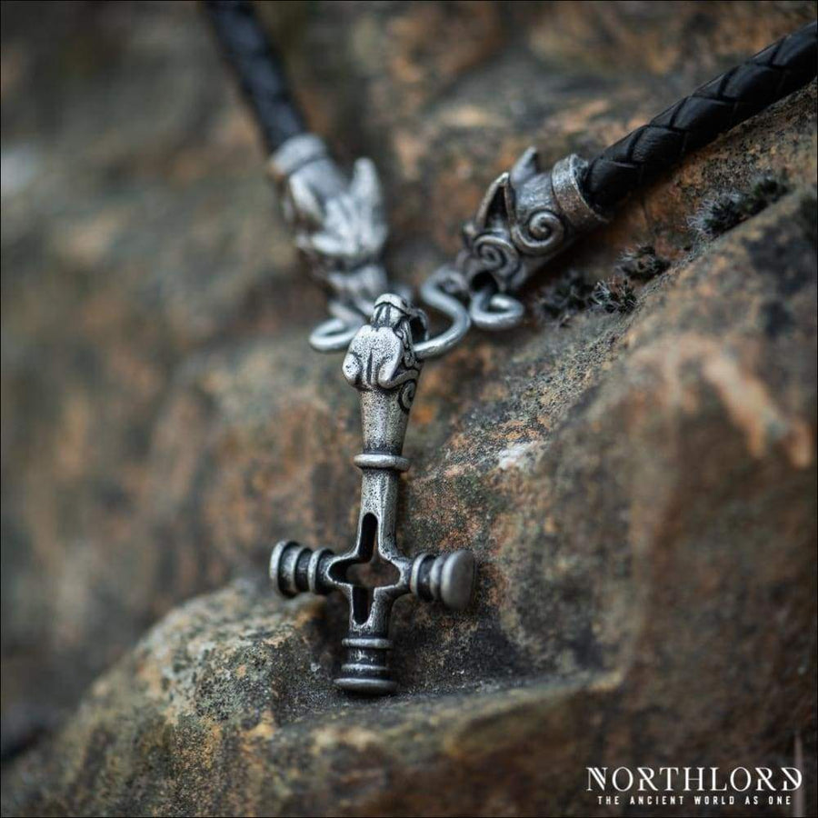 Icelandic Wolf Cross Necklace Pewter - Northlord