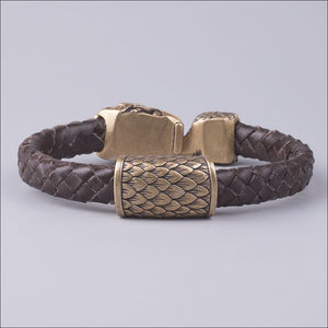 Jormungandr Leather Bracelet Bronze - Northlord-PK