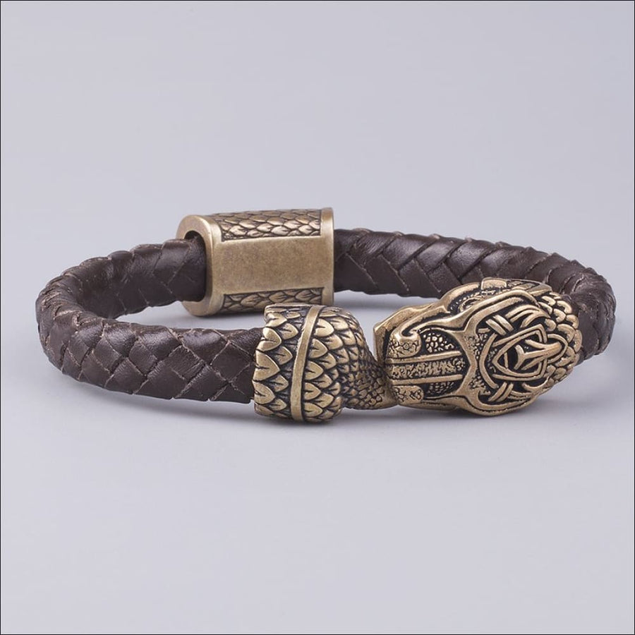 Jormungandr Leather Bracelet Bronze - Northlord-PK