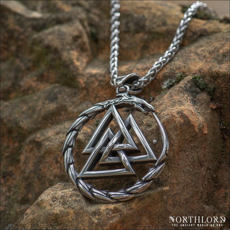 Large Valknut Necklace With Jormungandr Stainless Steel Chain - Northlord