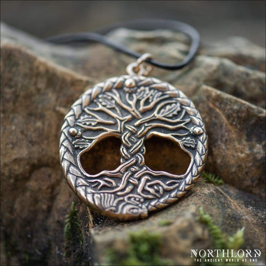 Large Yggdrasil Pendant With Jormungandr Bronze - Northlord